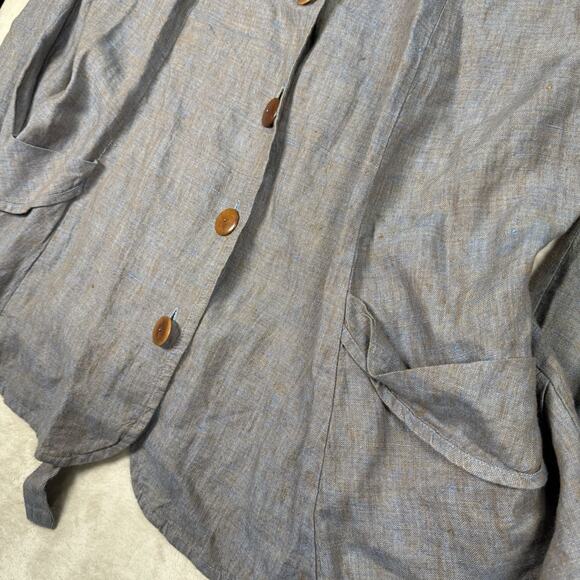 FLAX by Jeanne Engelhart 100% Linen Cardigan & Maxi Skirt Set Size Large Blue - Picture 3 of 11